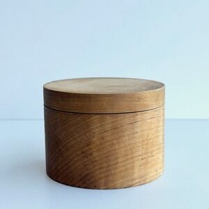 Vintage Handmade Wooden Box Brown Swivel Lid Primitive Scandinavian